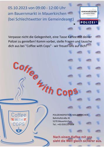 Coffee with Cops am 05.10.23 von 9-12 Uhr